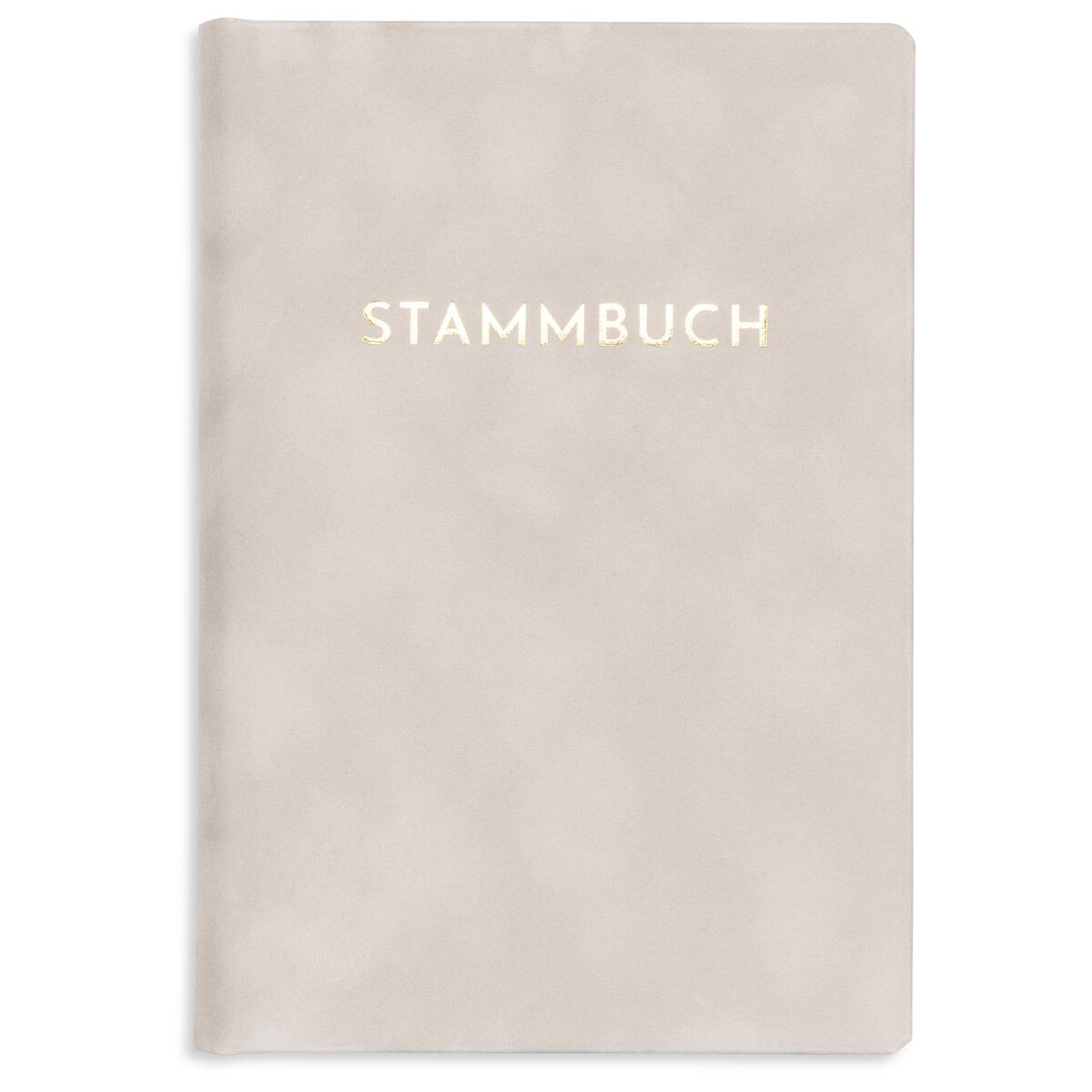 Stammbuch der Familie Sanu helles Grau Druckschrift Gold Sam