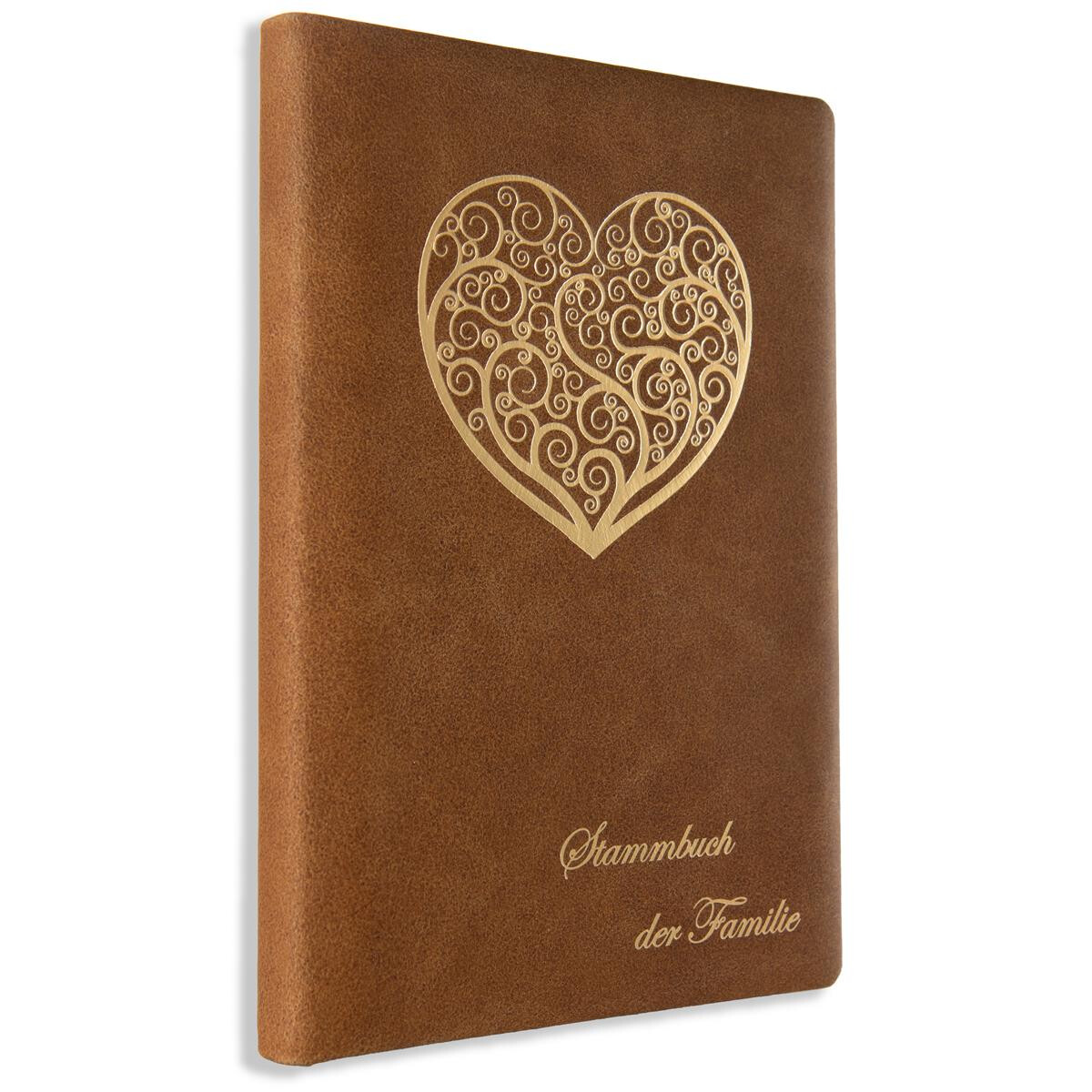 Stammbuch Larrons, Leder Braun Ringmechanik, klassisches For