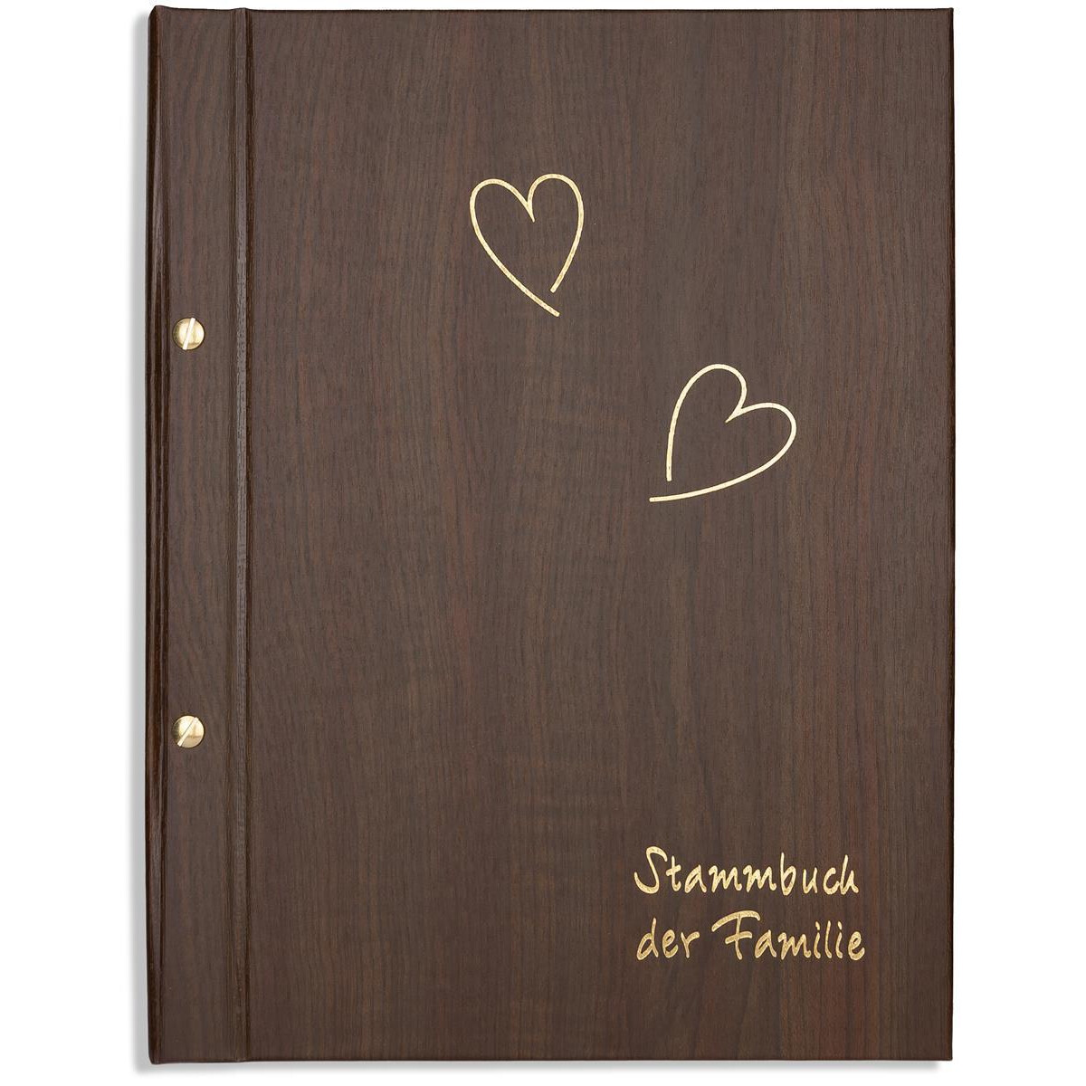 A4 Stammbuch, Lesk Holzoptik Braun, incl. 11 Prospekthü